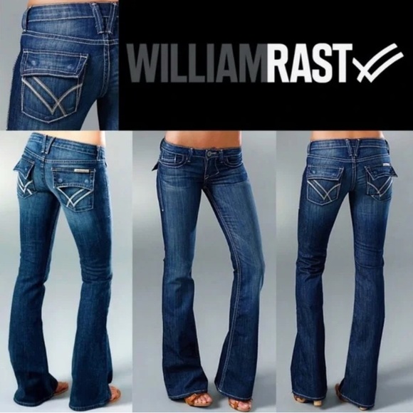 vtg y2k William Rast distressed Belle Flare Low Rise Blue Jeans boho western - Picture 1 of 12